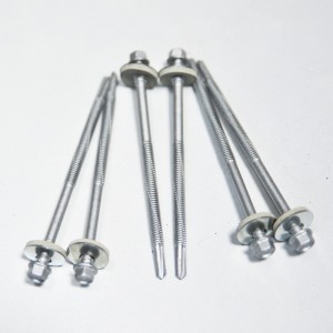 High quality featured long hexagonal head screws with EPDM grey color wash