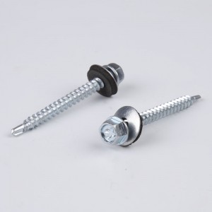 Self drilling screw with 1# drilling point zinc plate manufacture supplier,  EPDM washer screw