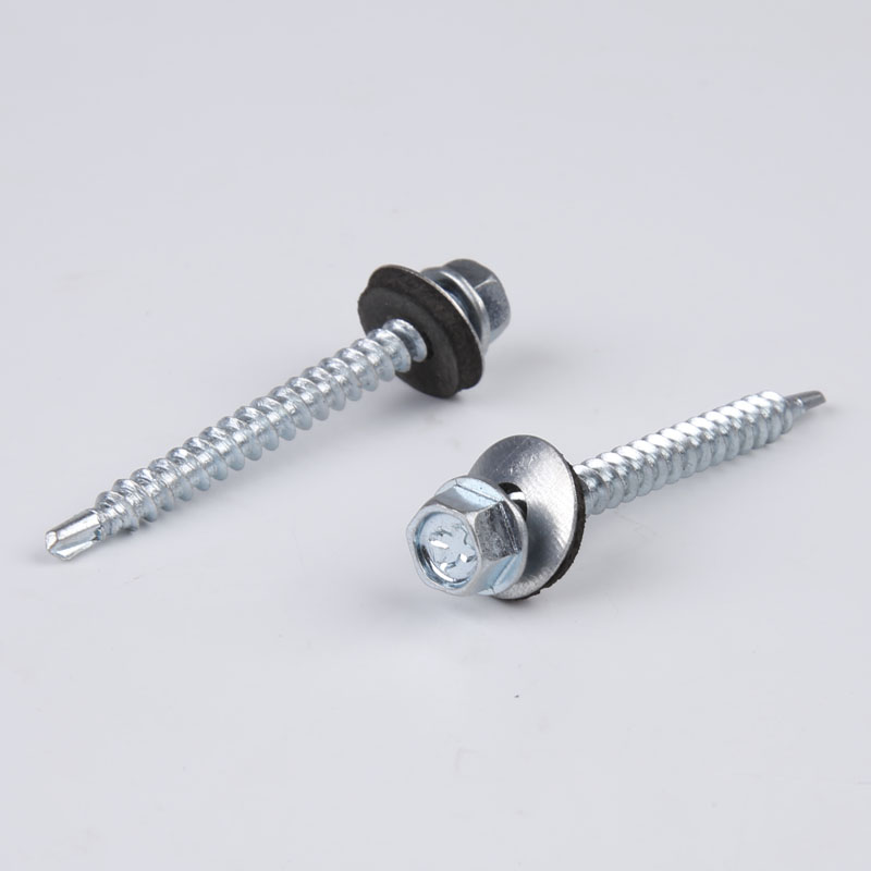 Self drilling screw with 1# drilling point zinc plate manufacture supplier,  EPDM washer screw