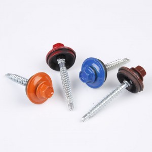 painted hexagonal screw with sharp point and drilling point