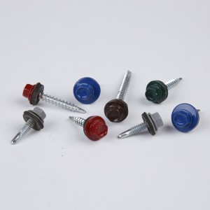 Hexagonal  painted head self drilling screw with EPDM washer